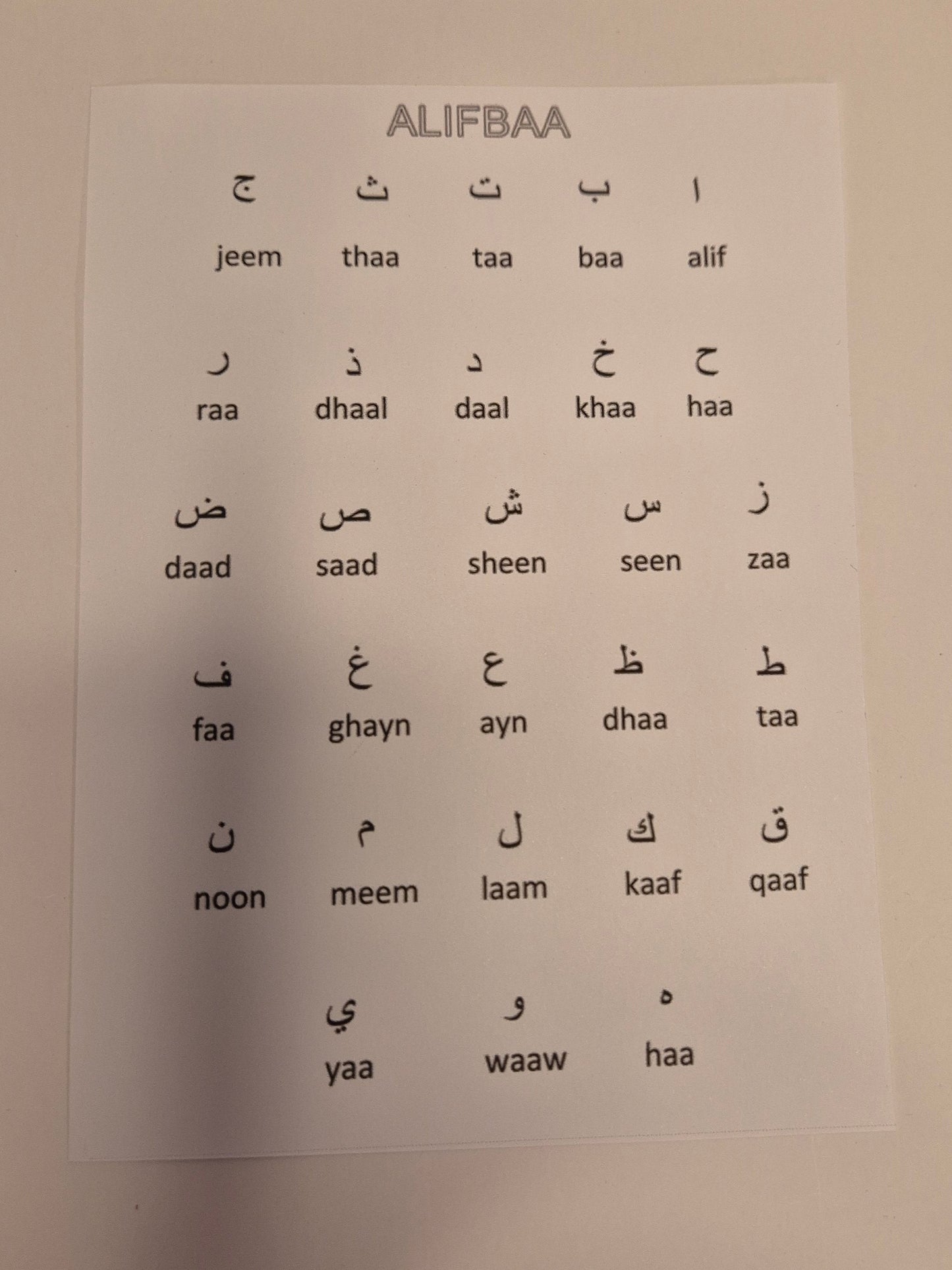 Alifbaa Puzzle